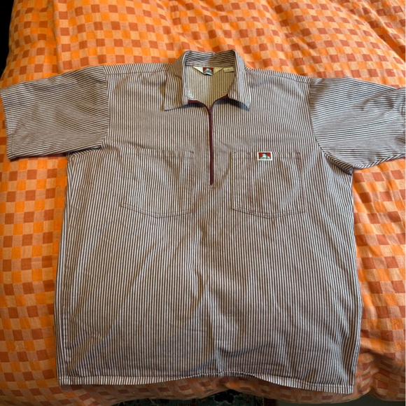 Ben Davis red strip 1/4 zip shirt L - Picture 1 of 2